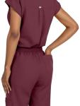 Eadflie Scrubs for Women Set - Stretch Medical Uniform Scrubs - Slim Fit Top & Cargo Pant Scrubs Set with 11 Pockets for Nurse Esthetician Workwear - (Burgundy/M)