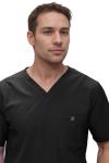 Monarch Uniforms Men's Scrub Set V-Neck Scrub Sets with Nine Large Pockets(Black,Large)