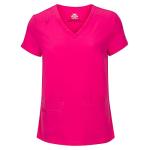 Natural Uniforms Women's Cool Stretch V-Neck Top and Cargo Pant Set (Hot Pink, Small-Petite)