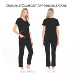 Dagacci Medical Uniform® Scrubs for Women Set – 4-Way Stretch Contrast V-Neck Top and Pants Sets for Women – 9 Pockets (Large, Black)