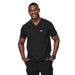 FIGS Leon Three-Pocket Scrub Top for Men - Black, XL