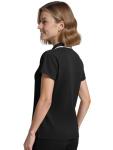 Eadflie Scrub Tops for Women - Zip-Front Polo Women Scrub Tops - Medical Scrub Top with Chest Pocket and Twin Pen Slots, Side Vents, Soft Stretch, Easy Care - (Black/L)