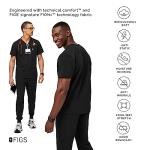 FIGS Leon Three-Pocket Scrub Top for Men - Black, XL