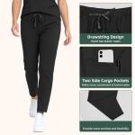RAYGARD Women’s Medical Scrub Set – Stretch V-Neck Top & Cargo Pant Nurse Uniform with 8 Pockets (Black, Medium)