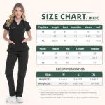 RAYGARD Women’s Medical Scrub Set – Stretch V-Neck Top & Cargo Pant Nurse Uniform with 8 Pockets (Black, Medium)
