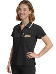 Eadflie Scrub Tops for Women - Zip-Front Polo Women Scrub Tops - Medical Scrub Top with Chest Pocket and Twin Pen Slots, Side Vents, Soft Stretch, Easy Care - (Black/L)