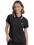 Eadflie Scrub Tops for Women - Zip-Front Polo Women Scrub Tops - Medical Scrub Top with Chest Pocket and Twin Pen Slots, Side Vents, Soft Stretch, Easy Care - (Black/L)