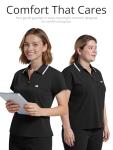 Eadflie Scrub Tops for Women - Zip-Front Polo Women Scrub Tops - Medical Scrub Top with Chest Pocket and Twin Pen Slots, Side Vents, Soft Stretch, Easy Care - (Black/L)