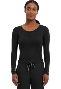 Healing Hands Women's Underscrub Soft Knit Melissa Longsleeve Scrub Tee with Breathable & Easy Care Fabric 5047, S, Black