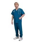 Yoweenton Scrub for Men Scrubs Medical Uniform Man Scrubs Set Medical Scrubs Top and Pants，5-Pocket Top and 5 Pocket Pants