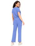 COZYFIT Scrubs for Women - V Neck Top and Bootcut Cargo Straight Pants, Womens Scrub Sets with 12 Pockets, 4 Way Stretch Fabric, Ceil Blue, M