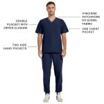 Kitmaz Medium Medical Scrub Tops for me-Soft Stretch V-Neck Top Scrubs with 3 Pockets Navyblue