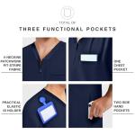 Kitmaz Medium Medical Scrub Tops for me-Soft Stretch V-Neck Top Scrubs with 3 Pockets Navyblue