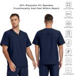Kitmaz Medium Medical Scrub Tops for me-Soft Stretch V-Neck Top Scrubs with 3 Pockets Navyblue