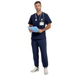 Kitmaz Medium Medical Scrub Tops for me-Soft Stretch V-Neck Top Scrubs with 3 Pockets Navyblue