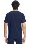 Cherokee Infinity Mens V-Neck Scrub Top Modern Fit, 3 Pockets, Rib-Knit Back Panels, Moisture-Wicking 360° Stretch - CK900A, L, Navy