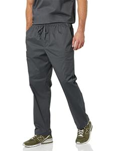 Amazon Essentials Men's Elastic Drawstring Waist Scrub Pant, Charcoal, Small