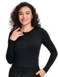 COZYFIT Scrub Undershirts Long Sleeve Women - Underscrub Comfort Tee with Soft Stretch Fabric, Black, M