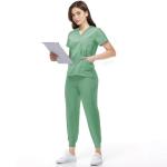 KARAZZO Scrubs Set for Women Nurse Uniform Jogger Suit V-Neck Scrub Top & Jogger Pant with Pockets for Nurse Workwear (Light Green, X-Large)