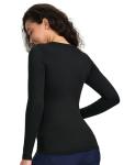 COZYFIT Scrub Undershirts Long Sleeve Women - Underscrub Comfort Tee with Soft Stretch Fabric, Black, M