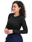 COZYFIT Scrub Undershirts Long Sleeve Women - Underscrub Comfort Tee with Soft Stretch Fabric, Black, M