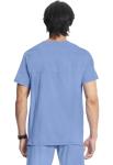 Cherokee Infinity Mens V-Neck Scrub Top Modern Fit, 3 Pockets, Rib-Knit Back Panels, Moisture-Wicking 360° Stretch - CK900A, L, Ciel