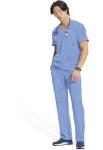 Cherokee Infinity Mens V-Neck Scrub Top Modern Fit, 3 Pockets, Rib-Knit Back Panels, Moisture-Wicking 360° Stretch - CK900A, L, Ciel