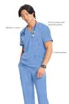 Cherokee Infinity Mens V-Neck Scrub Top Modern Fit, 3 Pockets, Rib-Knit Back Panels, Moisture-Wicking 360° Stretch - CK900A, L, Ciel