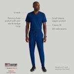 BARCO Grey’s Anatomy Spandex Stretch Direct Rapid Scrub Top for Men – Indigo, 4-Pocket V-Neck Shirt w/Spandex Stretch, Wrinkle Release & Soil Release Fabric – Medium, Regular Fit