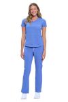 Natural Uniforms Womens 11 Pocket Cool Stretch Cargo Scrub Set (Ceil Blue, Medium)