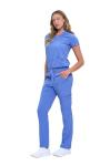 Natural Uniforms Womens 11 Pocket Cool Stretch Cargo Scrub Set (Ceil Blue, Medium)