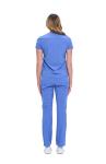 Natural Uniforms Womens 11 Pocket Cool Stretch Cargo Scrub Set (Ceil Blue, Medium)