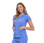 Natural Uniforms Womens 11 Pocket Cool Stretch Cargo Scrub Set (Ceil Blue, Medium)