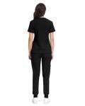 COMENII Scrubs for Women Set, V-Neck Scrub Top & Jogger Scrub Pants for Women with 11 Pockets, Comfortable Womens Scrubs-R Black L