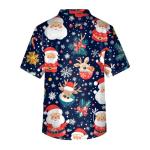 Christmas Scrub Tops Men Christmas Print V Neck Short Sleeve Scrubs for Men Nurse Uniform with Pockets 12-Dark Blue XL