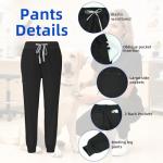 KARAZZO Women's Medical Scrub Sets Stretch V-Neck Scrub Top & Jogger Pant with 8 Pockets Nursing Uniform Scrubs Suit (Black, Medium)