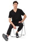 COZYFIT Scrubs for Men - 4 Pockets V-Neck Scrub Top and 7 Pockets Jogger Pants Mens Scrubs Set, Black, 3XL