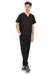 COZYFIT Scrubs for Men - 4 Pockets V-Neck Scrub Top and 7 Pockets Jogger Pants Mens Scrubs Set, Black, 3XL