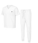 Natural Uniforms Mens Luxe Stretch Jogger Scrub Set (White, X-Large)