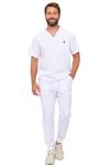Natural Uniforms Mens Luxe Stretch Jogger Scrub Set (White, X-Large)