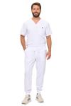 Natural Uniforms Mens Luxe Stretch Jogger Scrub Set (White, X-Large)