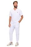 Natural Uniforms Mens Luxe Stretch Jogger Scrub Set (White, X-Large)
