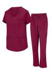 Natural Uniforms Womens 11 Pocket Cool Stretch Cargo Scrub Set (Burgundy, X-Large)
