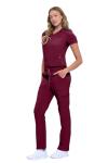 Natural Uniforms Womens 11 Pocket Cool Stretch Cargo Scrub Set (Burgundy, X-Large)