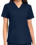 COMENII Scrubs for Women Set, V-Neck Scrub Top & Jogger Scrub Pants for Women with 11 Pockets, Comfortable Womens Scrubs-R Navy S