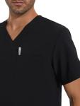 COZYFIT Scrubs for Men - 4 Pockets V-Neck Scrub Top and 7 Pockets Jogger Pants Mens Scrubs Set, Black, L