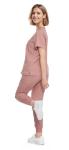 Eadflie Scrubs for Women Set - 8-Pocket V-Neck Scrub Uniform, Stretch Jogger Pants, Medical Workwear for Nurses, Pet Care (Pink/L)