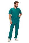 Natural Uniforms Mens Stretch Multi-Pocket Cargo Scrub Set (True Hunter Green, Large)
