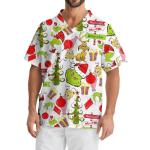 Christmas Scrub Tops Men Christmas Print V Neck Short Sleeve Scrubs for Men Nurse Uniform with Pockets #06-Greens L