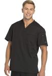 Dickies Dynamix Scrubs for Men, Athletic-Inspired V-Neck Chest Pocket Scrub Top with Four-Way Stretch and Moisture Wicking DK Black